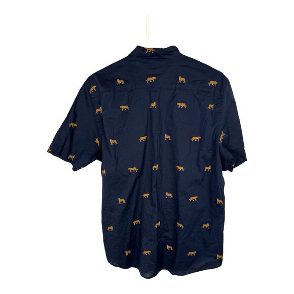 H&M Short Sleeve Shirt Medium Mens Blue 21" Chest Designer Animal Leopard - Picture 4 of 6
